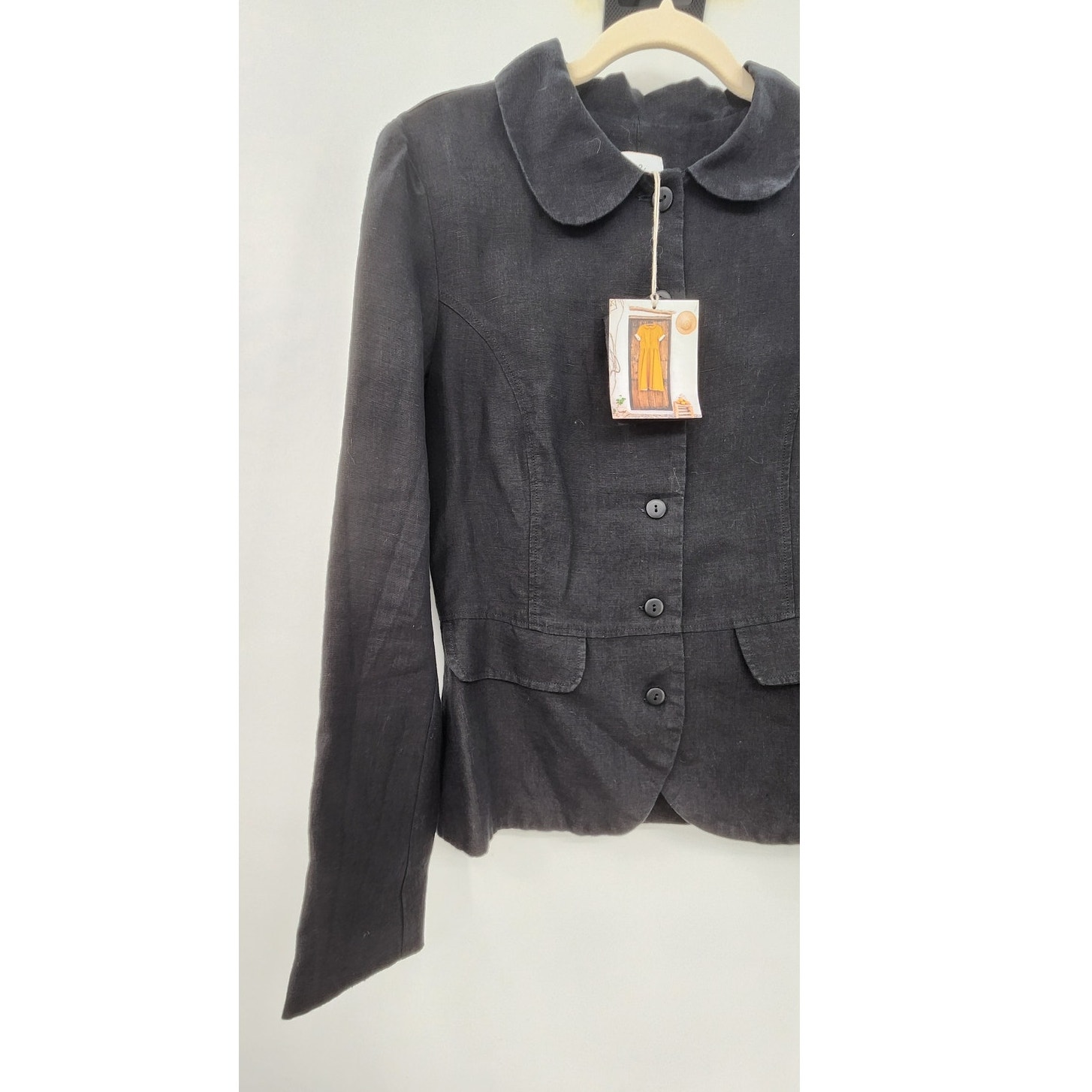 New Nwt Son De Flor Linen Black Blazer Size Xs Classic Timeless Lagenlook — image 3 of 8